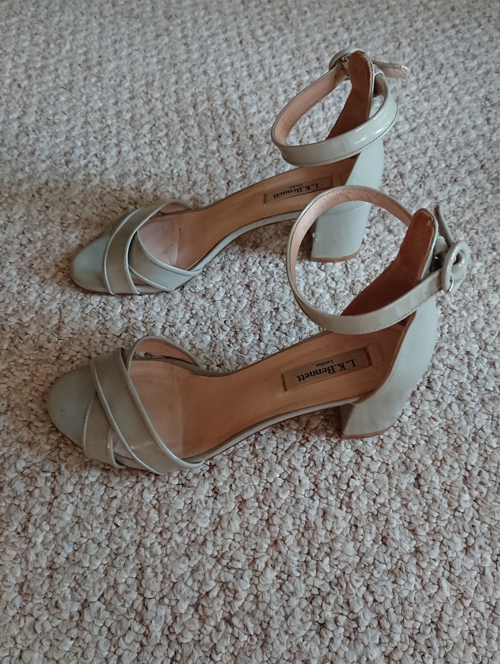 LK Bennett patent leather Criss Cross Pale blue Ankle-Strap Sandals size 8